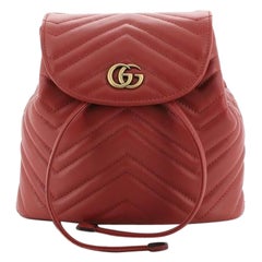 Used Gucci GG Marmont Drawstring Backpack Matelasse Leather Mini