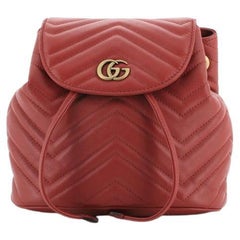 Gucci GG Marmont Drawstring Backpack Matelasse Leather Mini