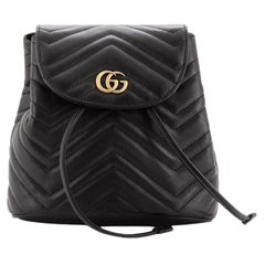 Gucci GG Marmont Drawstring Backpack Matelasse Leather Mini