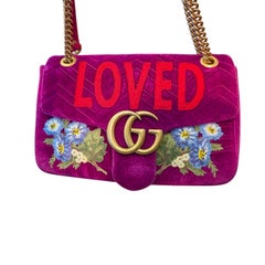 Gucci GG Marmont Embroidered Medium Bordeaux Shoulder Bag