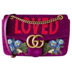 Gucci GG Marmont Embroidered Medium Bordeaux Shoulder Bag