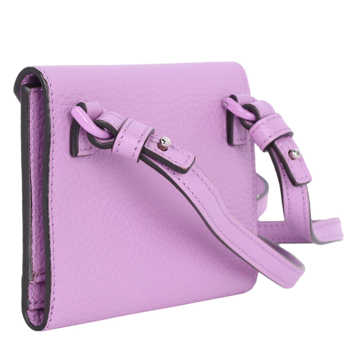 Gucci GG Marmont Envelope Card Case with Strap Leather Lilac Purple 6