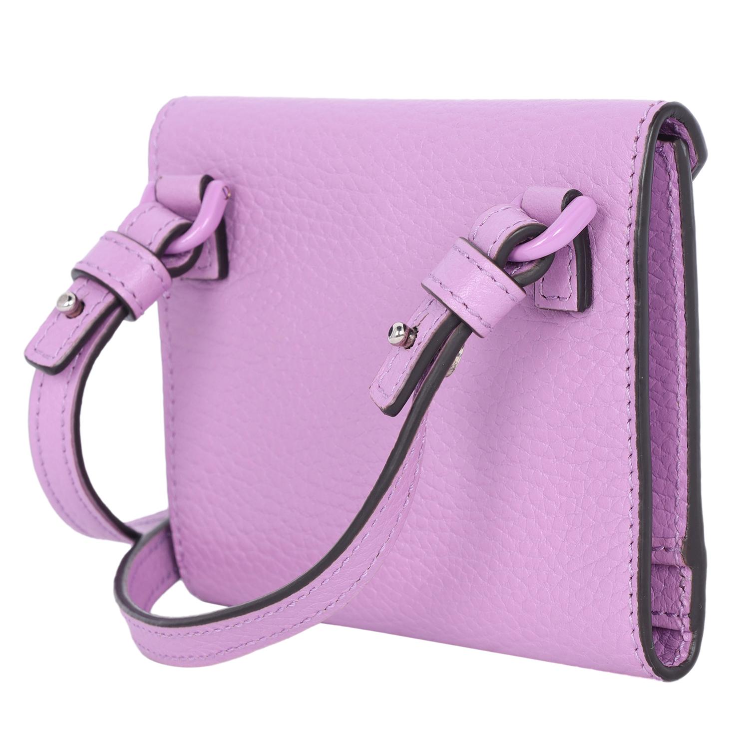 Gucci GG Marmont Envelope Card Case with Strap Leather Lilac Purple 7