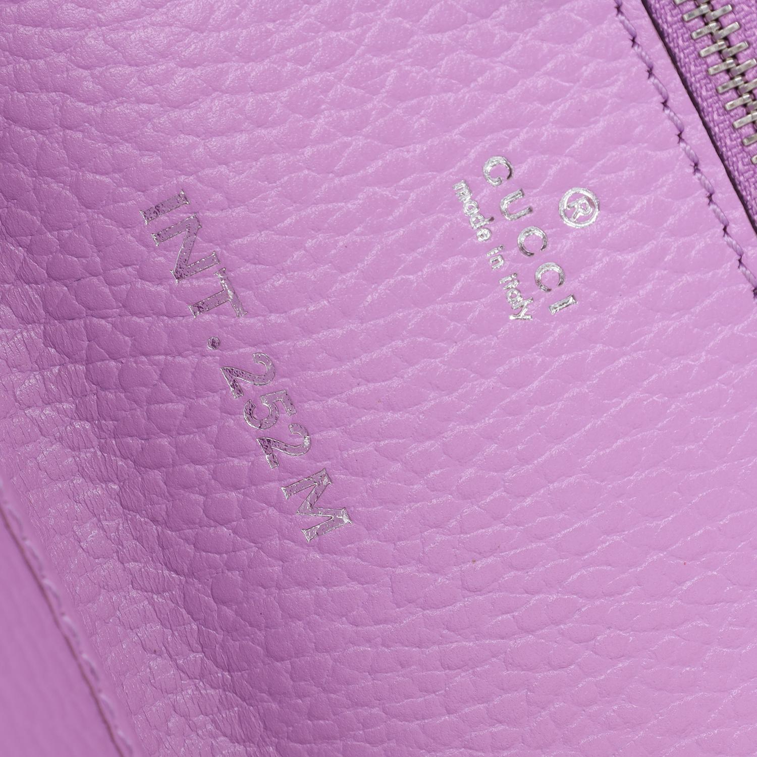 Gucci GG Marmont Envelope Card Case with Strap Leather Lilac Purple 1