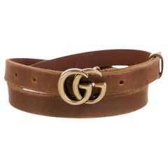 Used Gucci GG Marmont Faded Antiqued Brown Thin Belt (100/40)