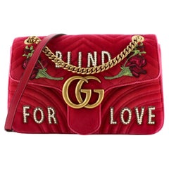 Gucci GG Marmont Flap Bag Crystal Embellished Matelasse Velvet Medium