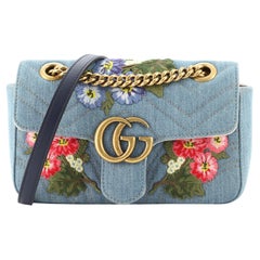 Gucci GG Marmont Flap Bag Denim Matelasse with Applique Mini