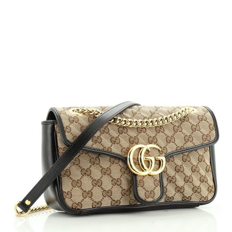 Gucci GG Marmont Flap Bag Diagonal Matelasse GG Canvas Small For Sale at 1stdibs