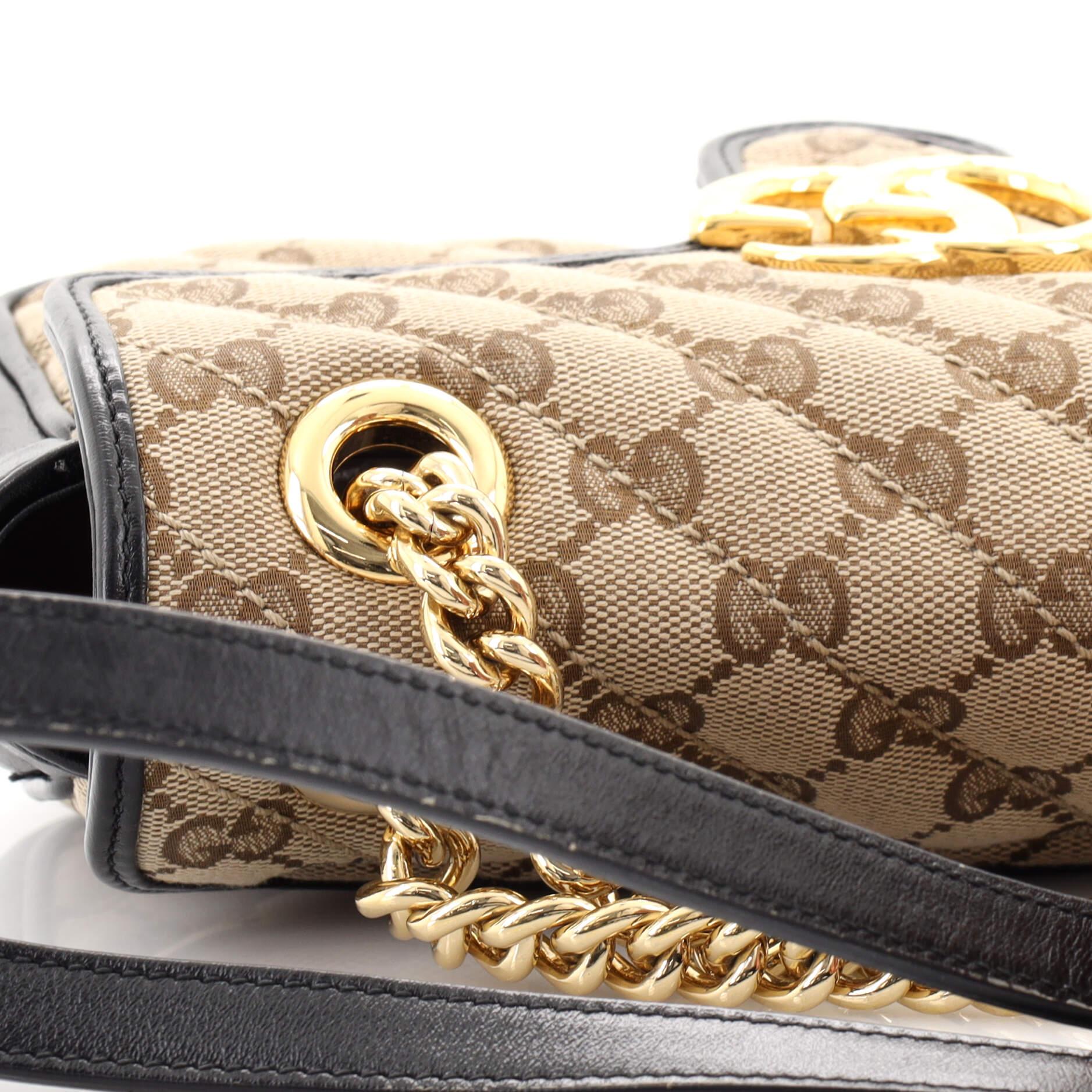 Gucci GG Marmont Flap Bag Diagonal Quilted GG Canvas Mini 2