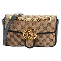 Gucci GG Marmont Klappentasche Diagonal gesteppt GG Segeltuch Mini