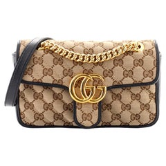 Gucci GG Marmont Klappentasche Diagonal gesteppt GG Segeltuch Mini