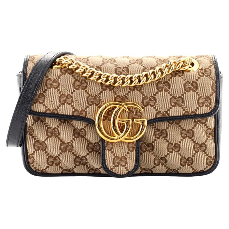 Brown Gucci GG Canvas Marmont Crossbody Bag