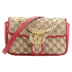 Gucci GG Marmont Flap Bag Diagonal Quilted GG Canvas Mini