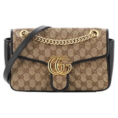 Gucci GG Marmont Flap Bag Diagonal Quilted GG Canvas Small