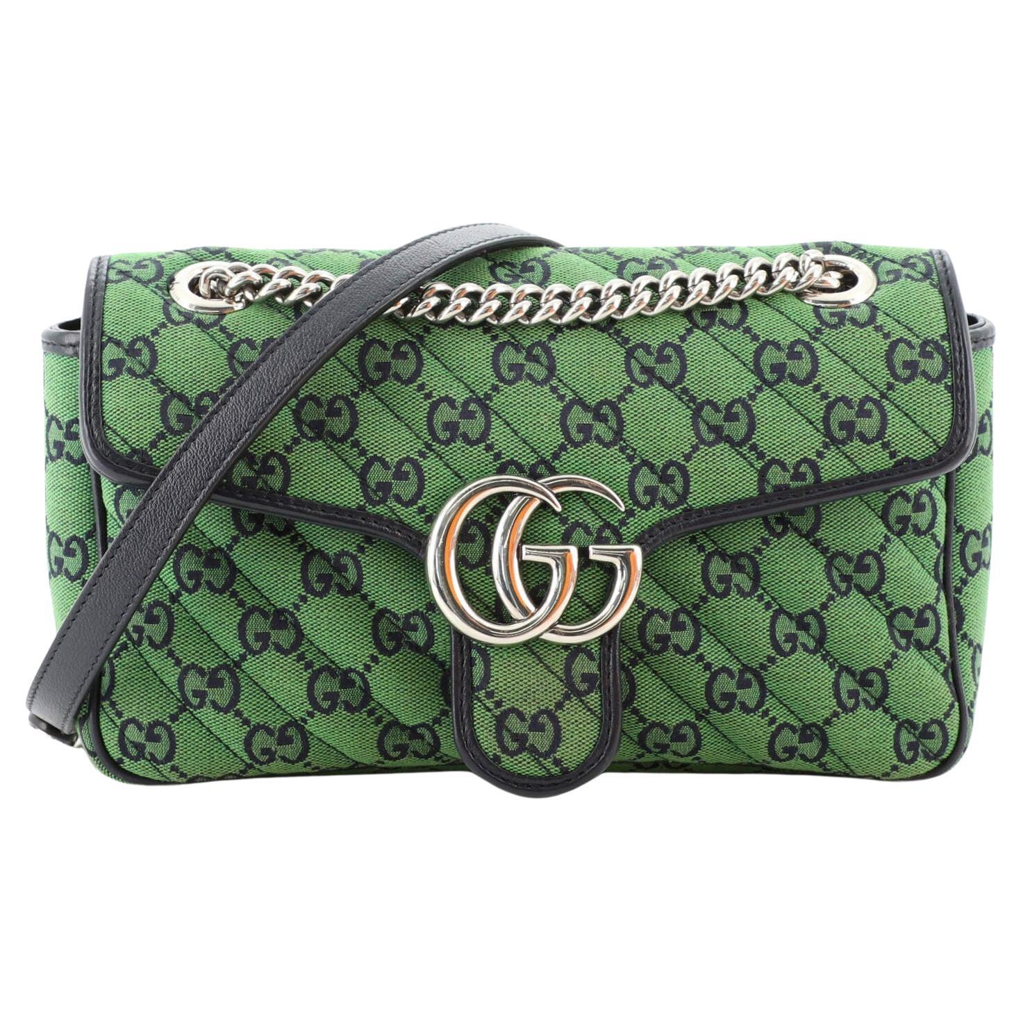 Gucci GG Marmont Flap Bag Diagonal Quilted GG Canvas Small
