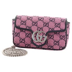 Gucci GG Marmont Flap Bag Diagonal Quilted GG Canvas Super Mini