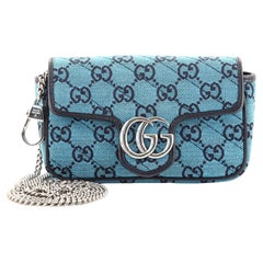 Gucci GG Marmont Flap Bag Diagonal Quilted GG Canvas Super Mini