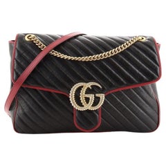 Gucci GG Marmont Flap Bag Diagonal Quilted Leather Large