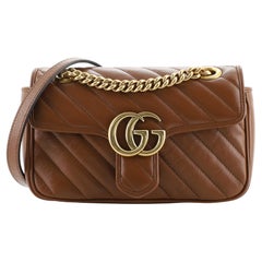 Gucci GG Marmont Flap Bag Diagonal Quilted Leather Mini