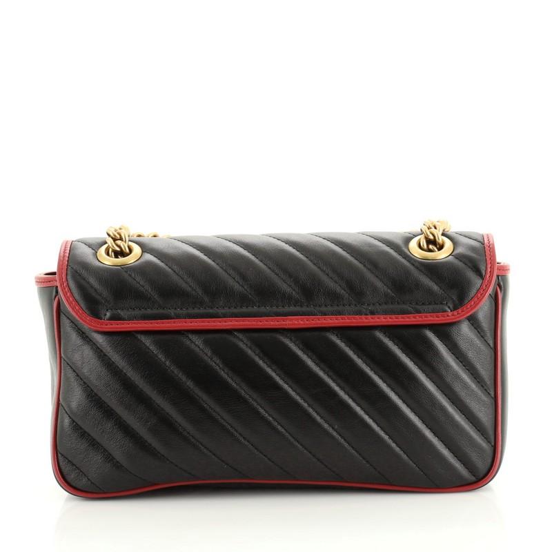 Gucci GG Marmont Flap Bag Diagonal Quilted Leather Small In Good Condition In NY, NY