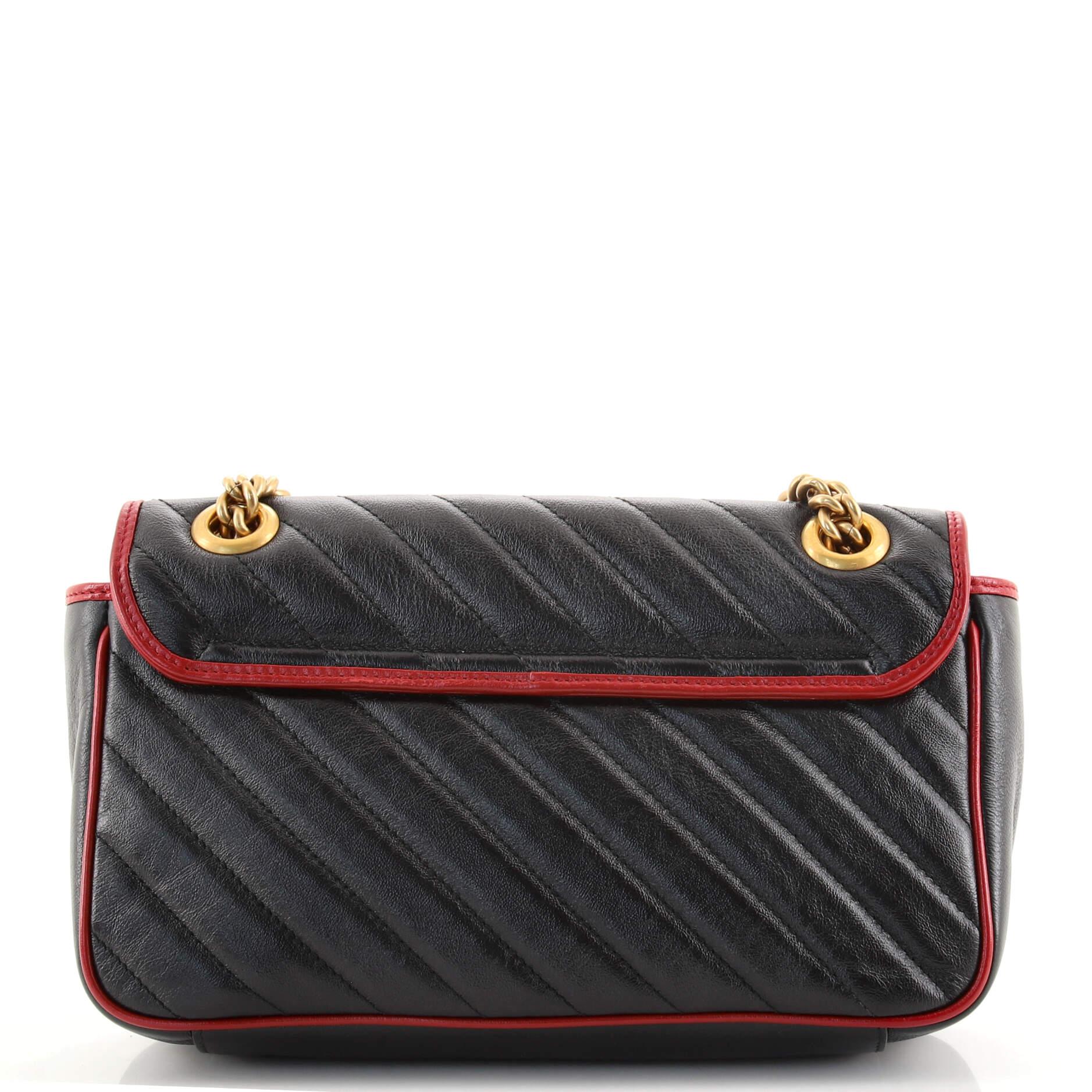Gucci GG Marmont Flap Bag Diagonal Quilted Leather Small In Good Condition In NY, NY