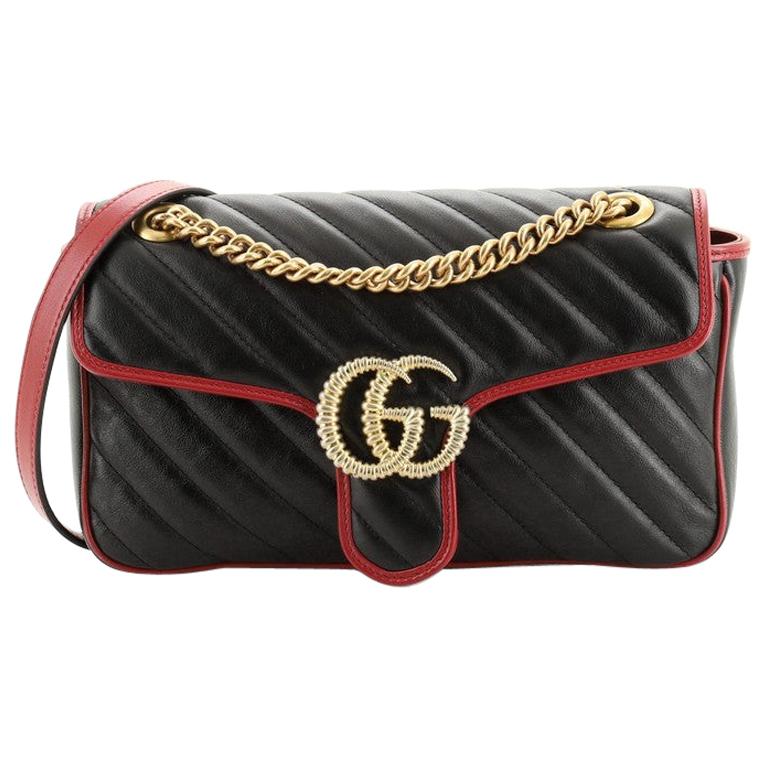 Gucci GG Marmont Flap Bag Diagonal Quilted Leather Small