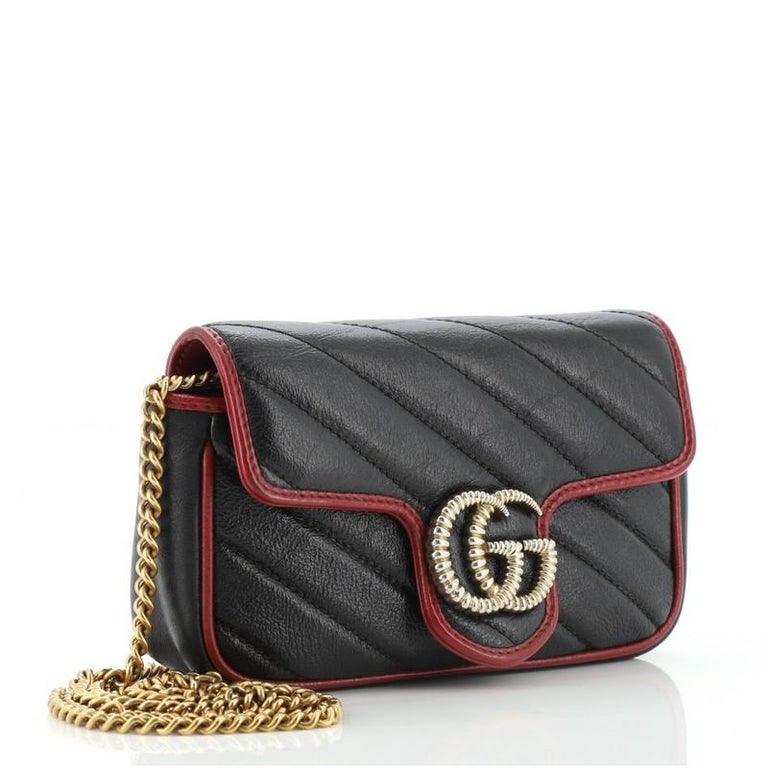 Gucci GG Marmont Flap Bag Diagonal Quilted Leather Super Mini at 1stDibs