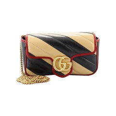 Gucci GG Marmont Flap Bag Diagonal Quilted Leather Super Mini