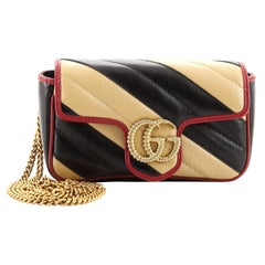 Gucci GG Marmont Flap Bag Diagonal Quilted Leather Super Mini