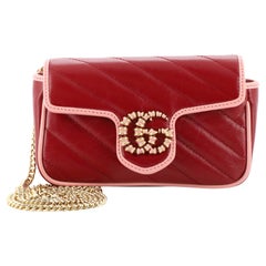 Gucci GG Marmont Flap Bag Diagonal Quilted Leather Super Mini