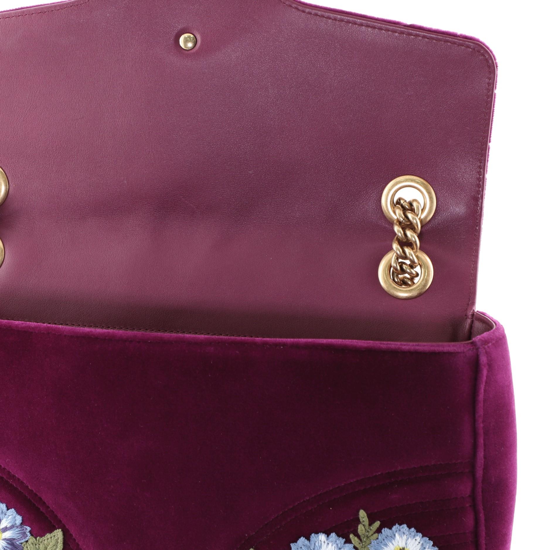 Gucci GG Marmont Flap Bag Embroidered Matelasse Velvet Medium 1