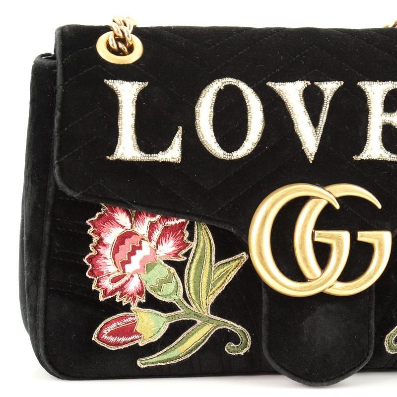 Women's or Men's Gucci GG Marmont Flap Bag Embroidered Matelasse Velvet Medium