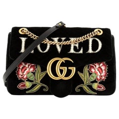 Gucci GG Marmont Flap Bag Embroidered Matelasse Velvet Medium