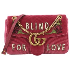 Gucci GG Marmont Flap Bag Embroidered Matelasse Velvet Medium