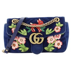 Gucci GG Marmont Flap Bag Embroidered Matelasse Velvet Small