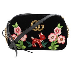 Gucci GG Marmont Flap Bag Embroidered Matelasse Velvet Small