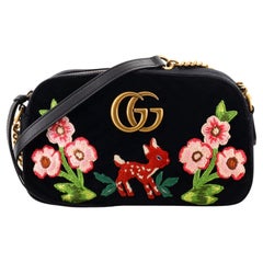 Gucci GG Marmont Flap Bag Embroidered Matelasse Velvet Small