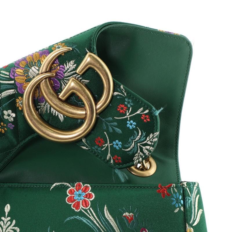 Black Gucci GG Marmont Flap Bag Matelasse Floral Jacquard Medium