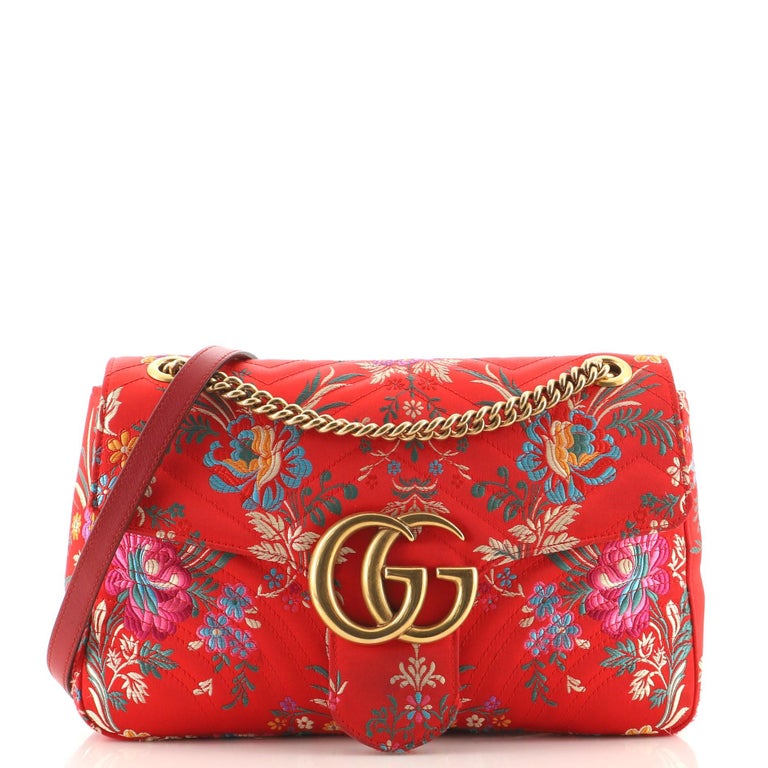 Gucci GG Marmont Flap Bag Matelasse Floral Jacquard Medium at 1stDibs | gucci  floral marmont bag, gucci marmont bag red
