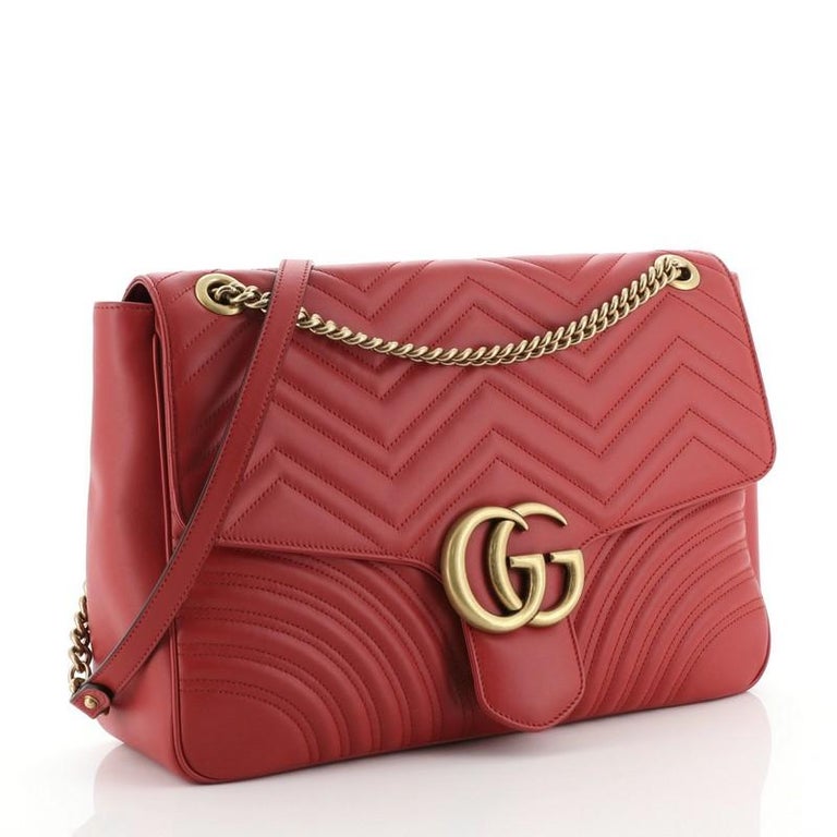 Gucci GG Marmont Flap Bag Matelasse Leather Large For Sale at 1stdibs