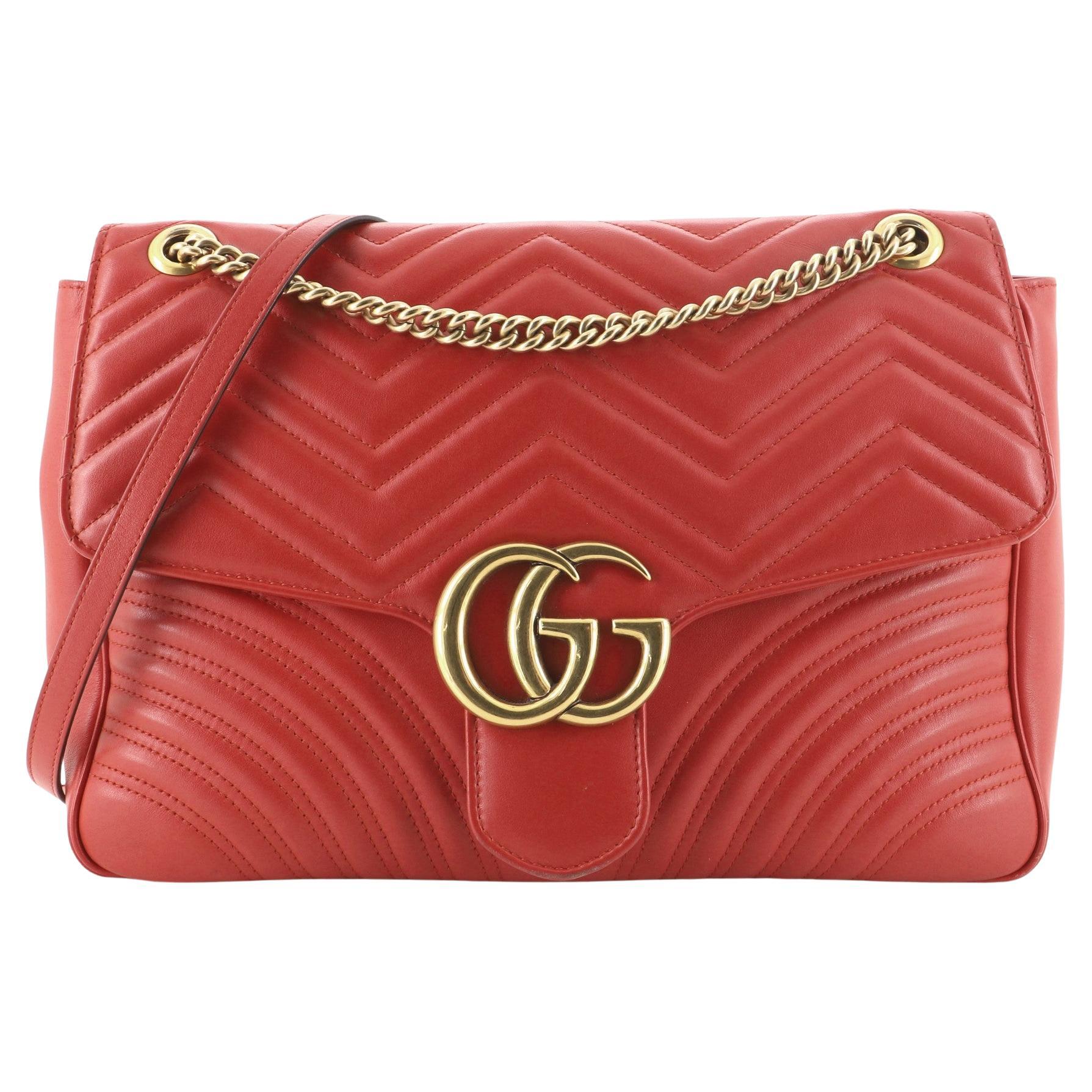 Gucci GG Marmont Flap Bag Matelasse Leather Large at 1stDibs