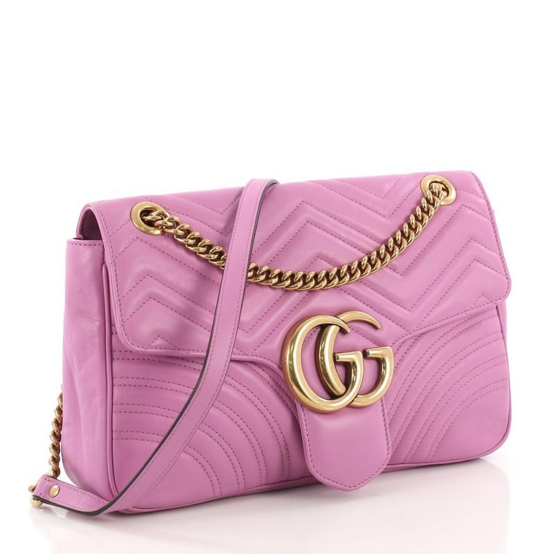 Purple Gucci GG Marmont Flap Bag Matelasse Leather Medium