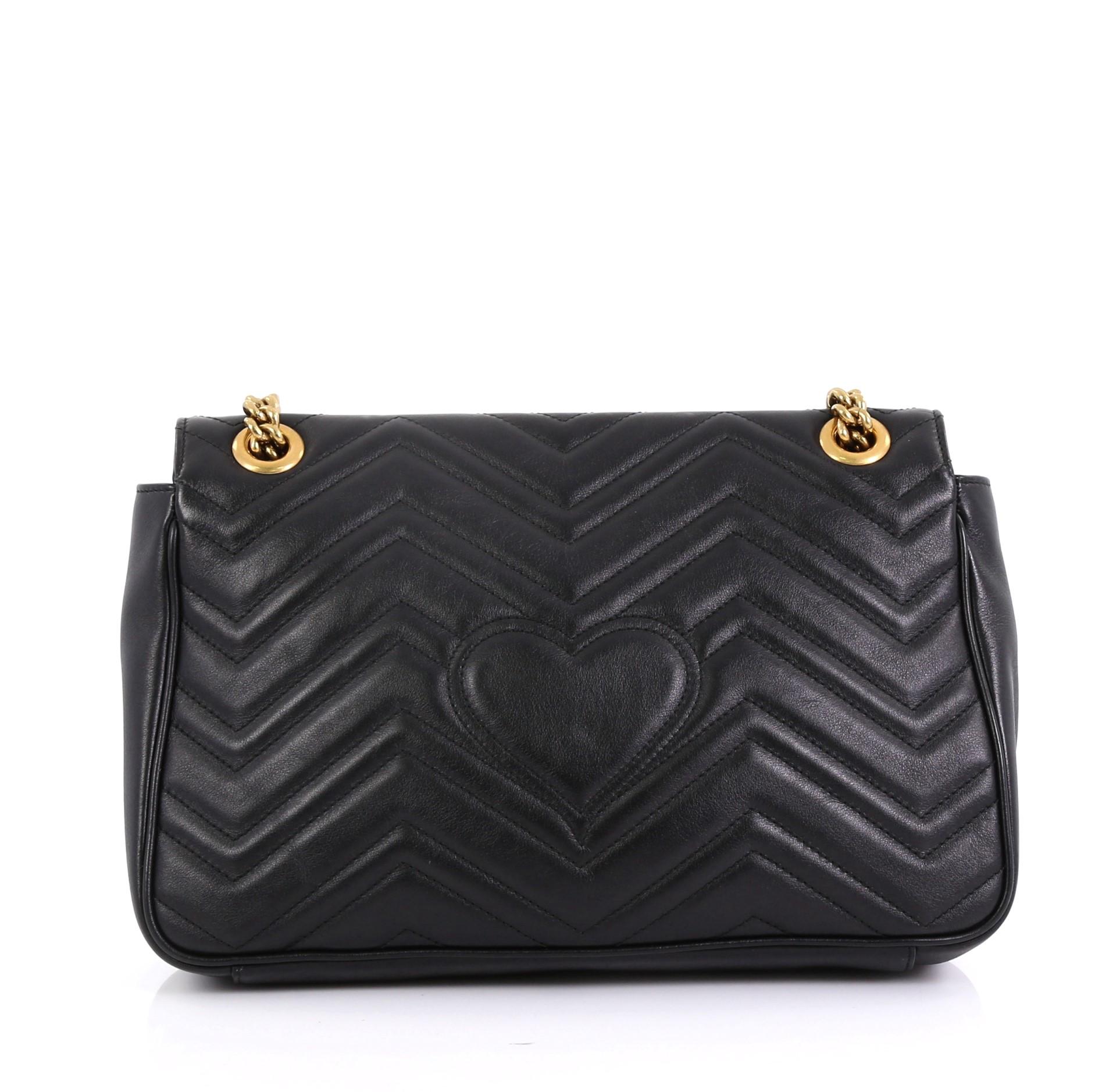 Black Gucci GG Marmont Flap Bag Matelasse Leather Medium