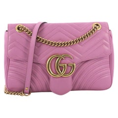 Used Gucci GG Marmont Flap Bag Matelasse Leather Medium