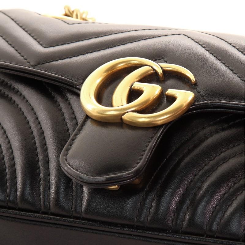 Black Gucci GG Marmont Flap Bag Matelasse Leather Mini