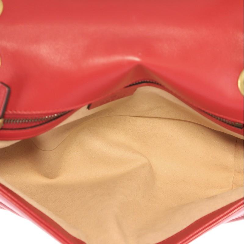Red Gucci GG Marmont Flap Bag Matelasse Leather Small
