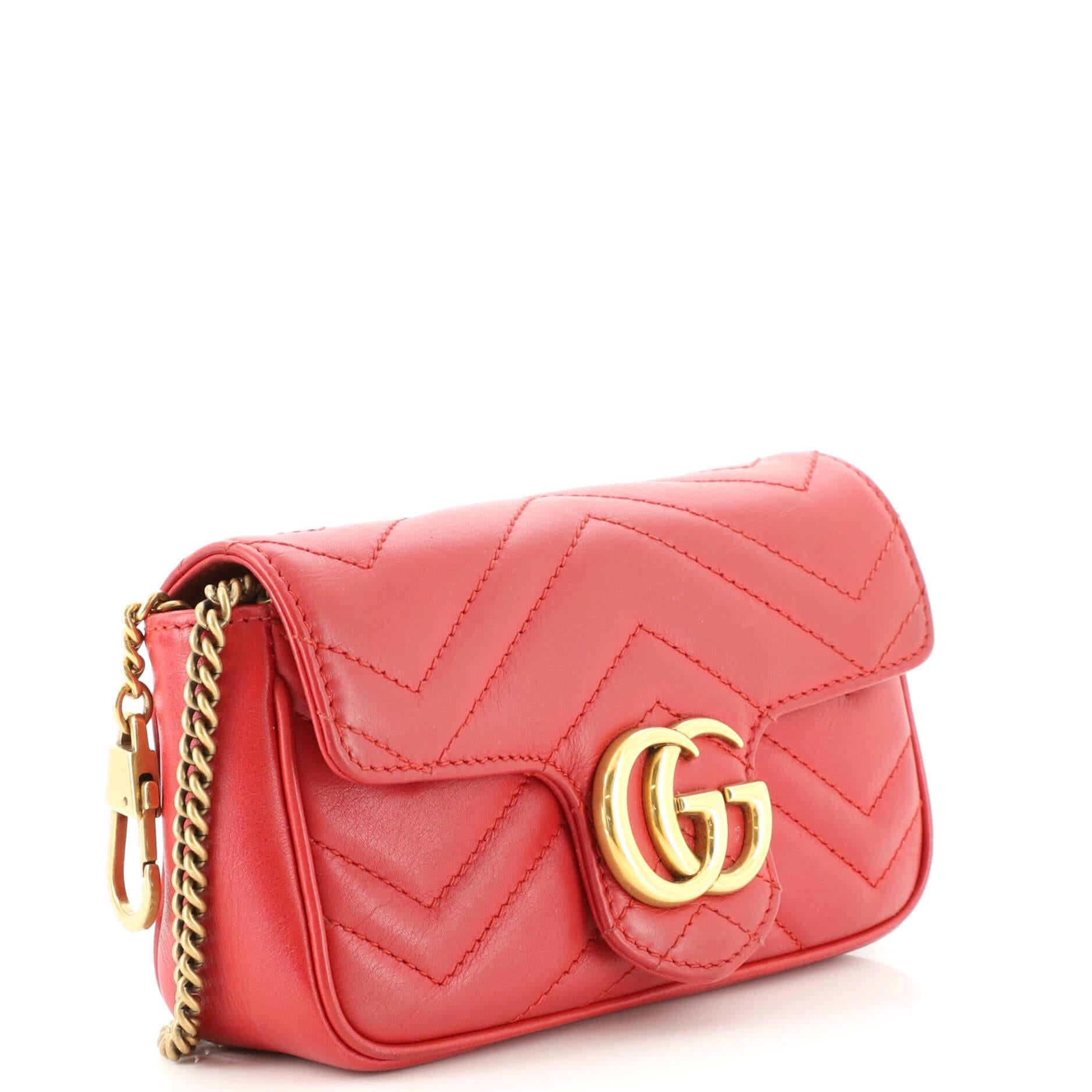 Gucci GG Marmont Flap Bag Matelasse Leather Super Mini In Good Condition For Sale In NY, NY