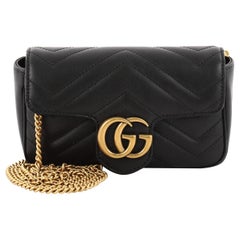 Used Gucci GG Marmont Flap Bag Matelasse Leather Super Mini