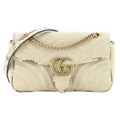 Gucci GG Marmont Flap Bag Matelasse Raffia with Snakeskin Small
