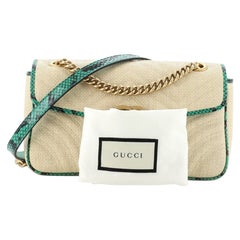 Gucci GG Marmont Flap Bag Matelasse Raffia with Snakeskin Small